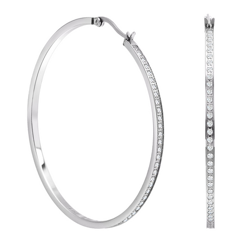 ER322W B.Tiff Pavé 146-Stone Big Hoop Earrings