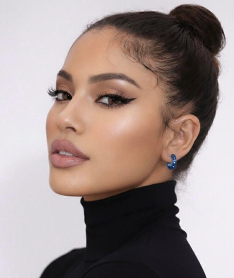 ER408BL B.Tiff Blue Pavé 16-Stone Hoop Earrings