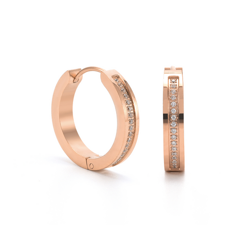 ER411RG B.Tiff Rose Gold Pavé 34-Stone Hoop Earrings