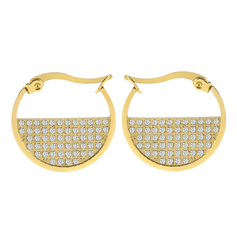 ER500G B.Tiff Gold Pavé Lune Earrings