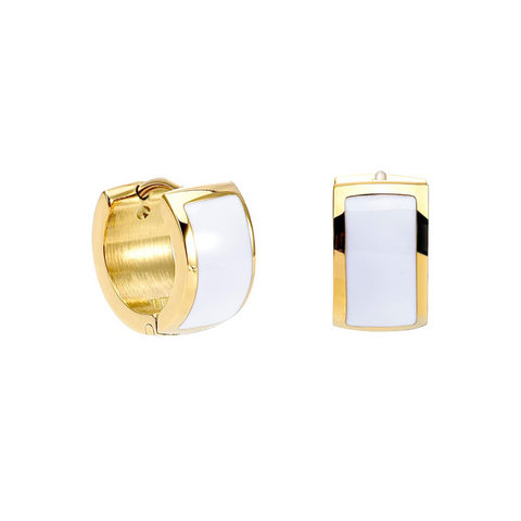 ER800GW B.Tiff White Enamel Gold Earrings