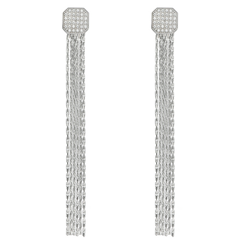 ER808W B.Tiff Pavé Hex Tassel Earrings