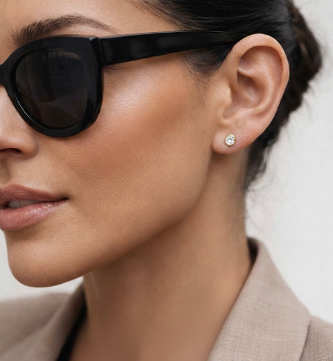 ER002W B.Tiff .05ct Pavé Solitaire Stud Earrings