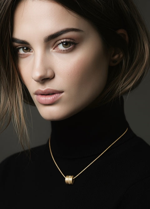 PT118G B.Tiff Gold Barrel Pendant