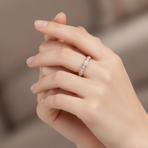 RG111RG B.Tiff Rose Gold Stacking .01 ct Eternity Ring [Thin Band]