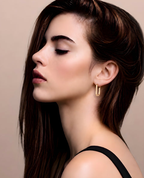 ER080G B.Tiff Gold Padlock Hoop Earrings