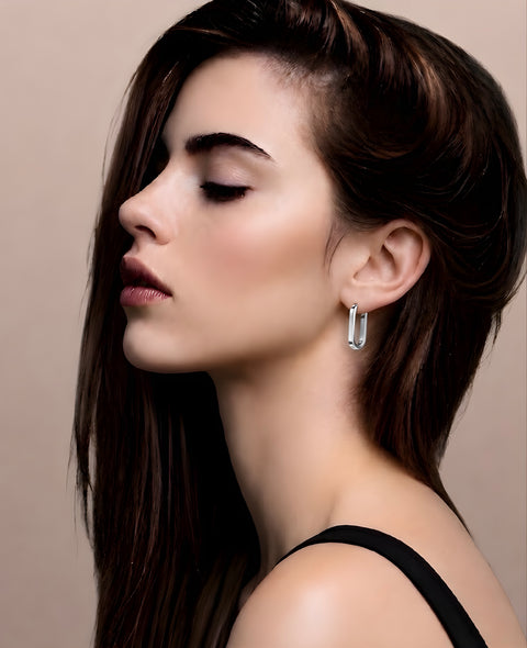 ER080W B.Tiff Padlock Hoop Earrings