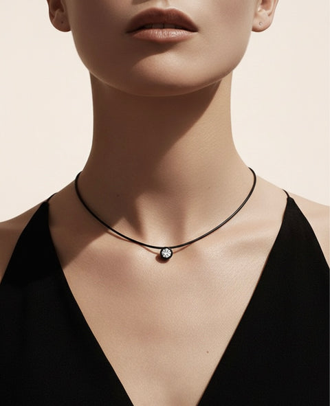 PT201B B.Tiff Black 2 ct Solitaire Pendant