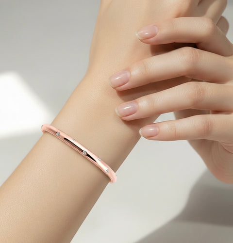 BG608RG B.Tiff High Polish Rose Gold 8-Stone Starlight Pave Adjustable Bangle Cuff