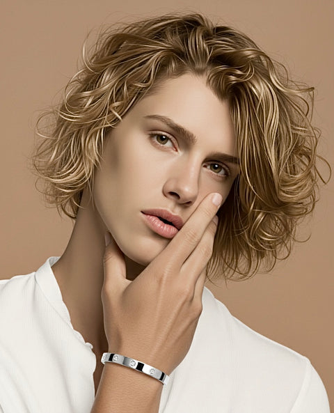 BG808WP B.Tiff 8-Stone High Polish Bold Bangle Bracelet