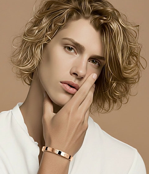 BG808RGP B.Tiff 8-Stone High Polish Bold Rose Gold Bangle Bracelet