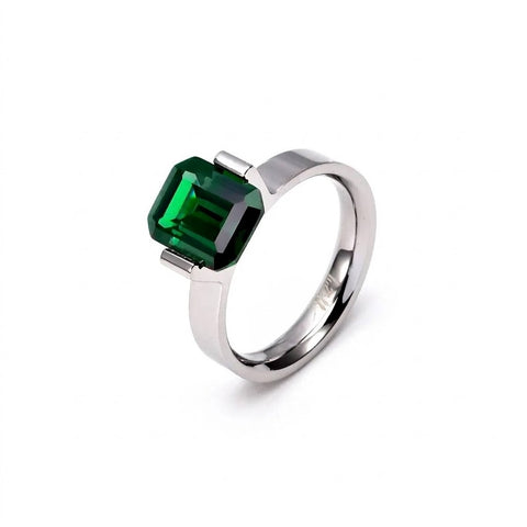 RG210GR B.Tiff 3 ct Green Emerald Cut Engagement Ring