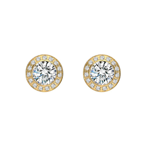 ER125G B.Tiff Gold Pavé 1 ct Aŭreolo Earrings
