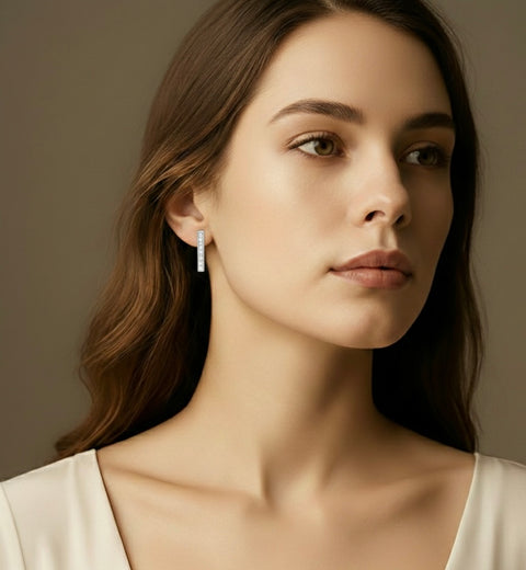 ER107W B.Tiff 9-Stone Short Bar Earrings