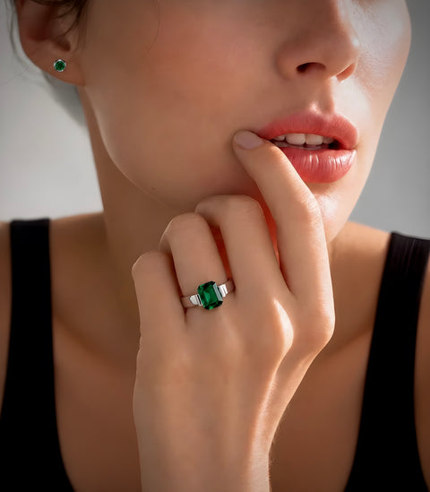 RG210GR B.Tiff 3 ct Green Emerald Cut Engagement Ring