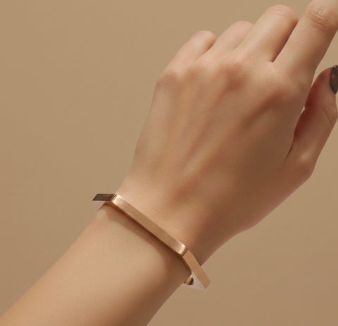 BG007RG B.Tiff Rose Gold Edge Hexagon Bangle Bracelet