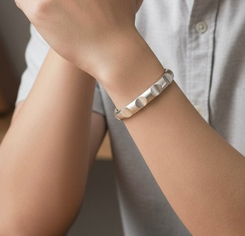 BG109W B.Tiff Simplicity Circle Indent Adjustable Bangle Cuff