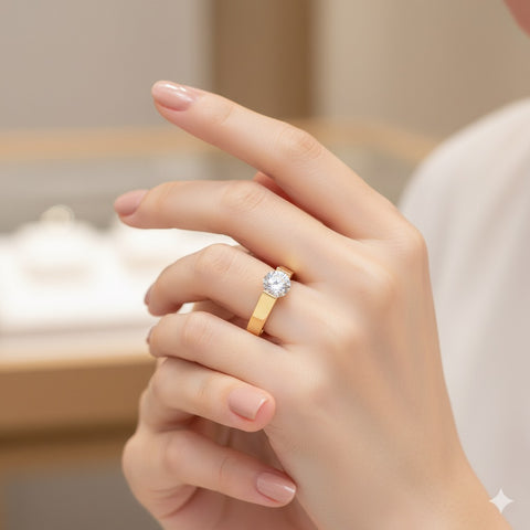 RG096G B.Tiff Gold Tension .75 ct Round Solitaire Engagement Ring