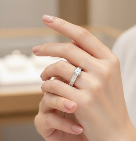 RG096W B.Tiff Tension .75 ct Round Solitaire Engagement Ring