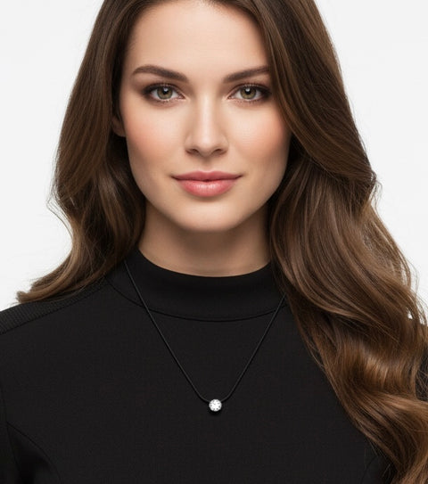 PT201B B.Tiff Black 2 ct Solitaire Pendant