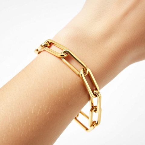 BG860G B.Tiff "Jemma" Paperclip Link Gold Plated Bracelet