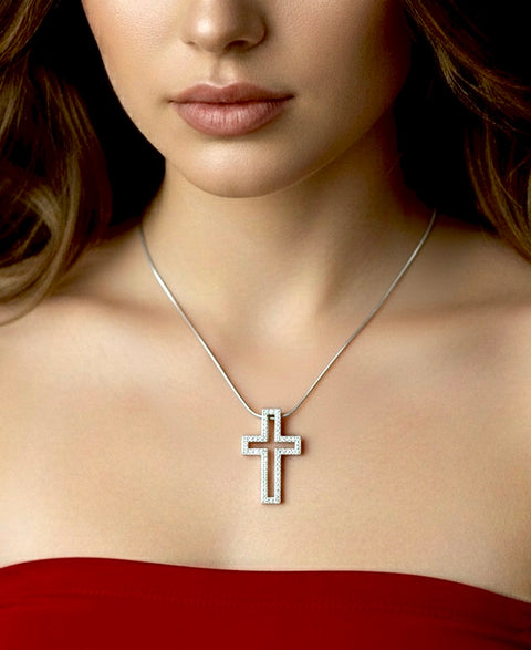 PT098W B.Tiff Lumière Cross Pendant