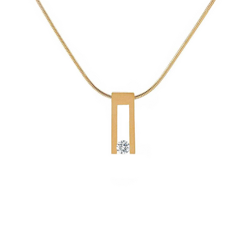 PT089G B.Tiff Gold Hollow Bar Pendant