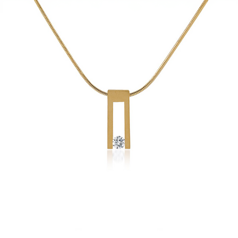 PT089G B.Tiff Gold Hollow Bar Pendant