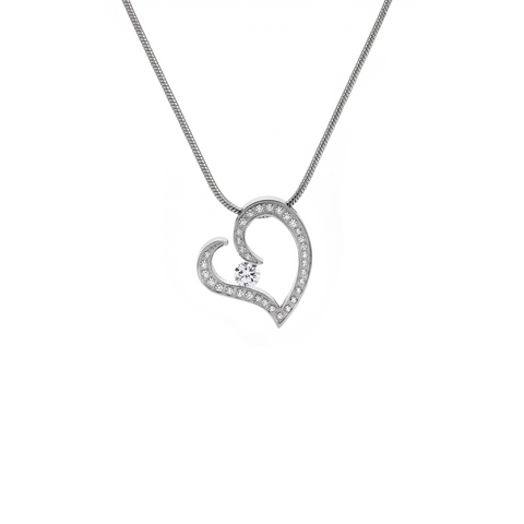 PT092W B.Tiff Pave Heart Pendant