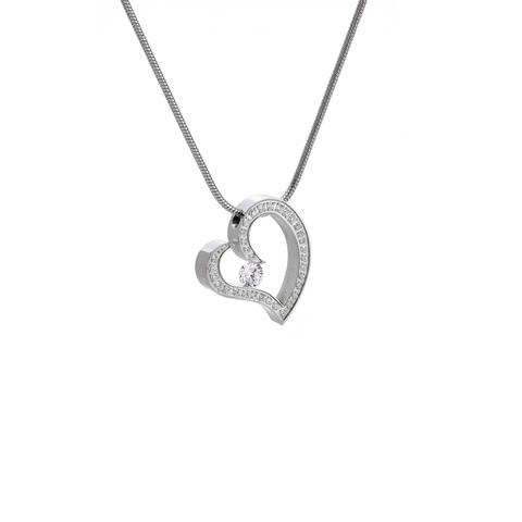 PT092W B.Tiff Pave Heart Pendant