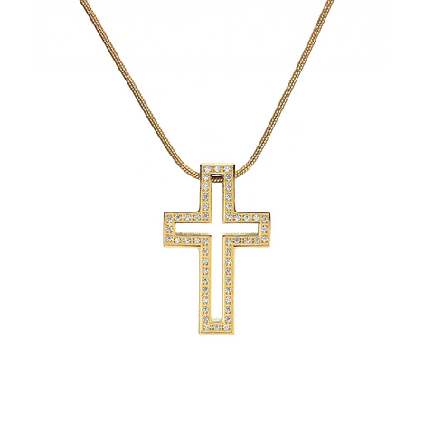 PT098G B.Tiff Gold Lumière Cross Pendant