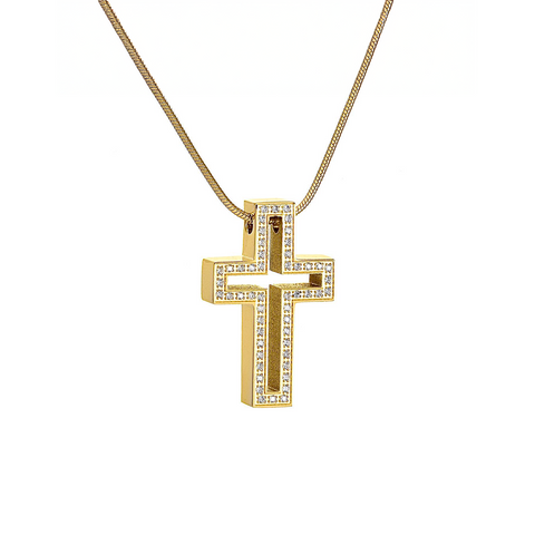 PT098G B.Tiff Gold Lumière Cross Pendant