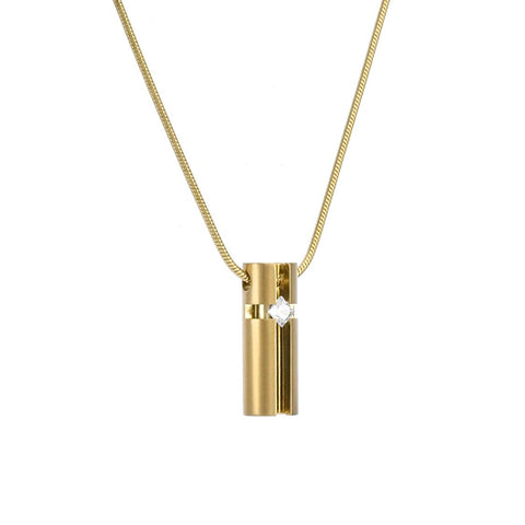 PT099G B.Tiff Gold .02ct 3D Cross Croixlumière Pendant Necklace
