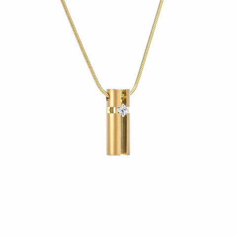 PT099G B.Tiff Gold .02ct 3D Cross Croixlumière Pendant Necklace