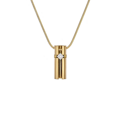 PT099G B.Tiff Gold .02ct 3D Cross Croixlumière Pendant Necklace