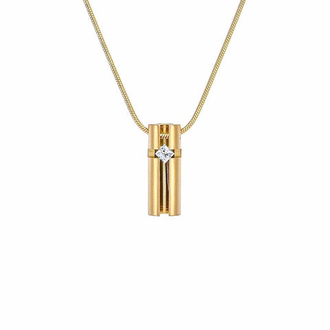 PT099G B.Tiff Gold .02ct 3D Cross Croixlumière Pendant Necklace