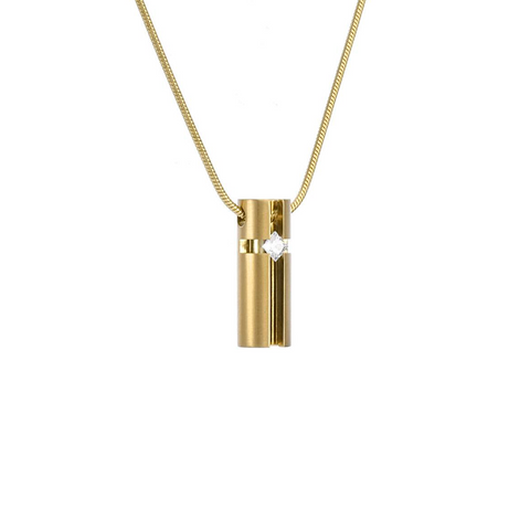 PT099G B.Tiff Gold .02ct 3D Cross Croixlumière Pendant Necklace