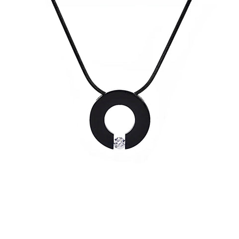 PT100B B.Tiff Black Malfinia Pendant Necklace