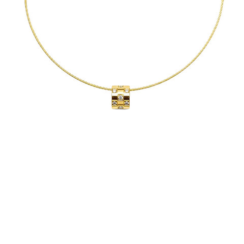 PT104G B.Tiff Gold Pavé Trellis Pendant