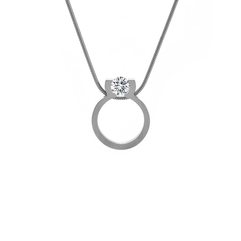 PT117W B.Tiff 1 CT Tension Ring Pendant Necklace