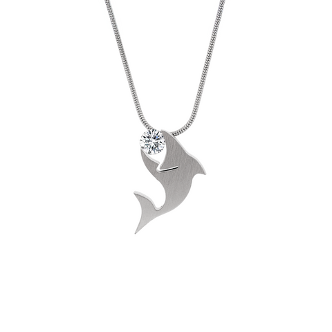 PT119W B.Tiff Shark Stainless Steel Pendant Necklace