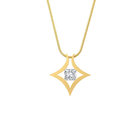 PT124G B.Tiff Gold Natal 1 ct Princess Cut Pendant