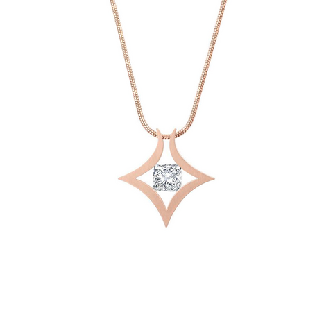 PT124RG B.Tiff Rose Gold Natal 1 ct Princess Cut Pendant