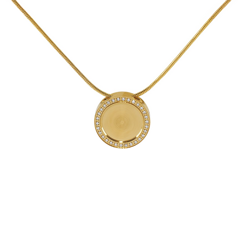 PT207G B.Tiff Gold Pavé 30-Stone Halo Pendant