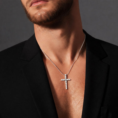 PT209W B.Tiff Box Cut Cross Pendant Necklace