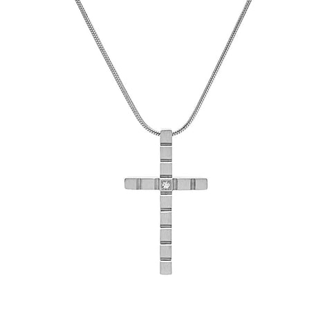 PT209W B.Tiff Box Cut Cross Pendant Necklace