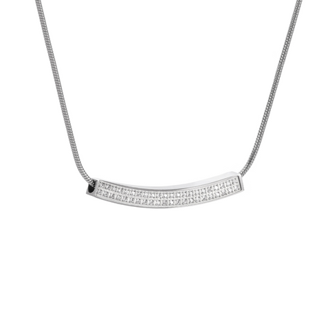 PT222W B.Tiff Pavé Crescent Pendant Necklace