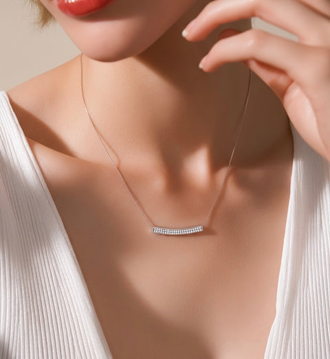 PT222W B.Tiff Pavé Crescent Pendant Necklace