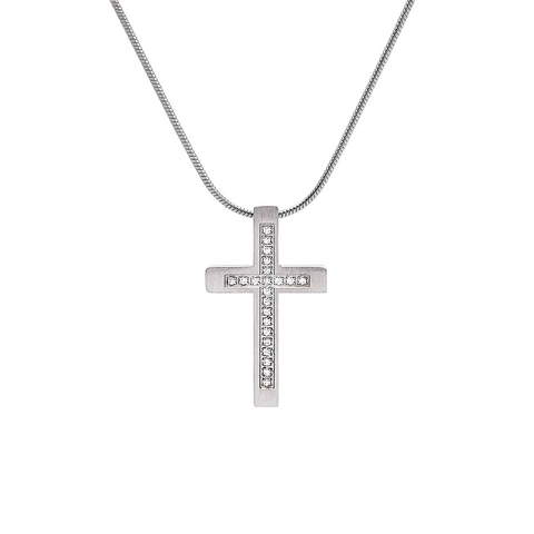 PT229W B.Tiff Pave Cross Pendant