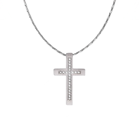 PT229W B.Tiff Pave Cross Pendant